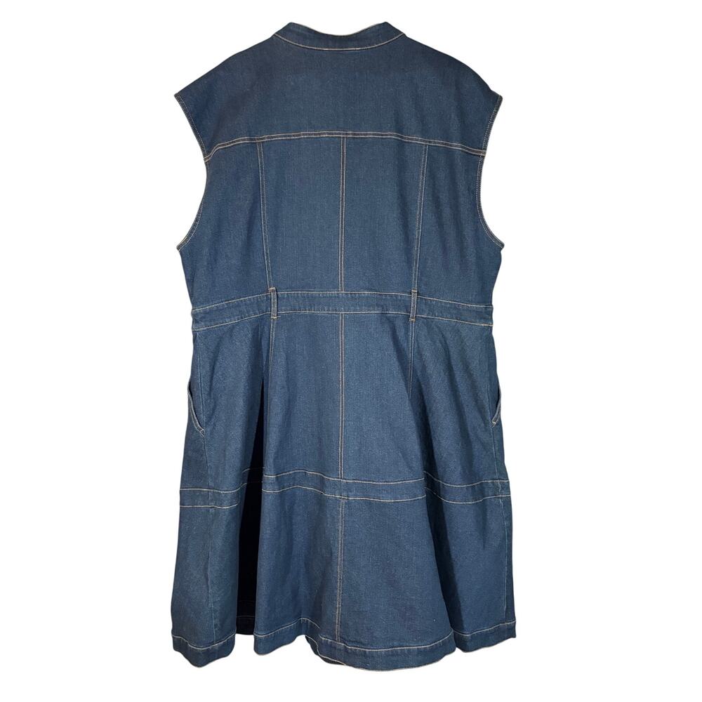 NWT ELOQUII Fit Flare Denim Midi Dress Dark Wash Stretch Casual 3X 24 Plus Curvy - Picture 4 of 11